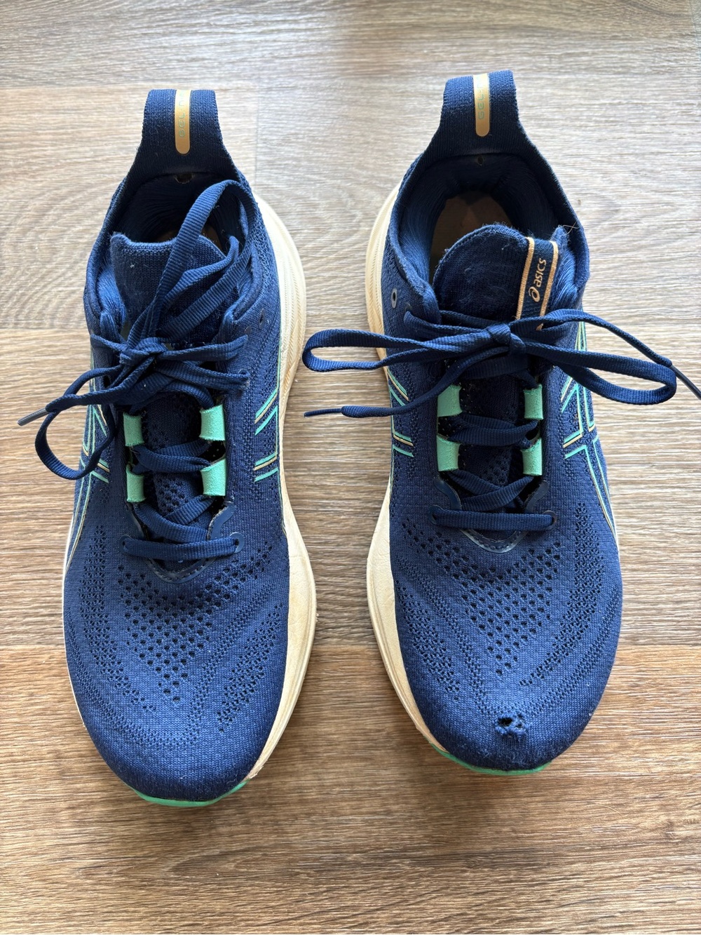ASICS Navy Sneakers with Mint Accents